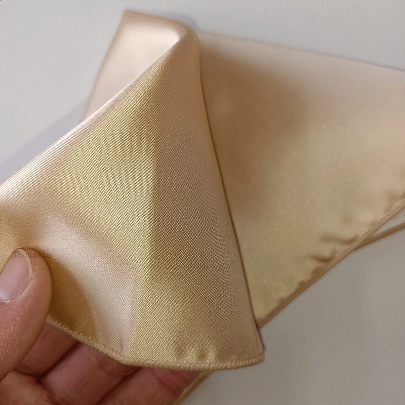 1Pcs Golden Pocket Squares 27cm Unisex 100 Polyester Handmade Handkerchief for Wedding Party Suit Apparel Accessories 250114