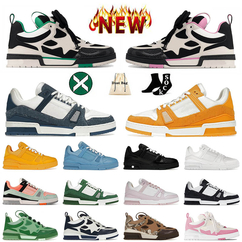 2025 Top Quality mens women casual shoes sneakers black white denim leather calfskin virgil skate trainer loafers platform low dhgate trainers walking laofers