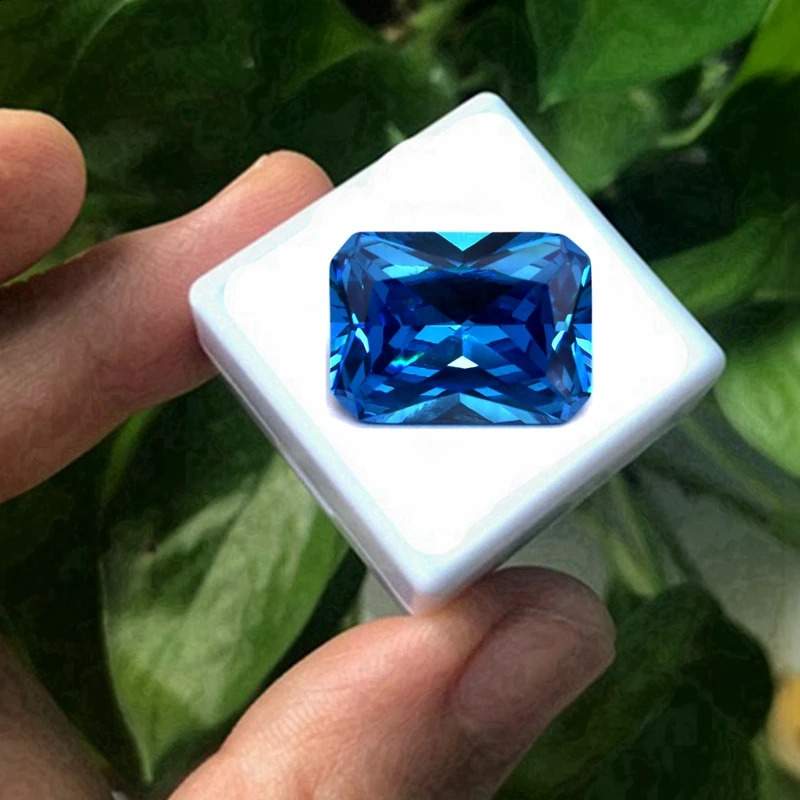 Sea Blue Sapphire Natural Mined Rectangle Cut 12x16mm 12.5Cts Sri-Lanka VVS Loose Gemstone DIY Jewelry250122