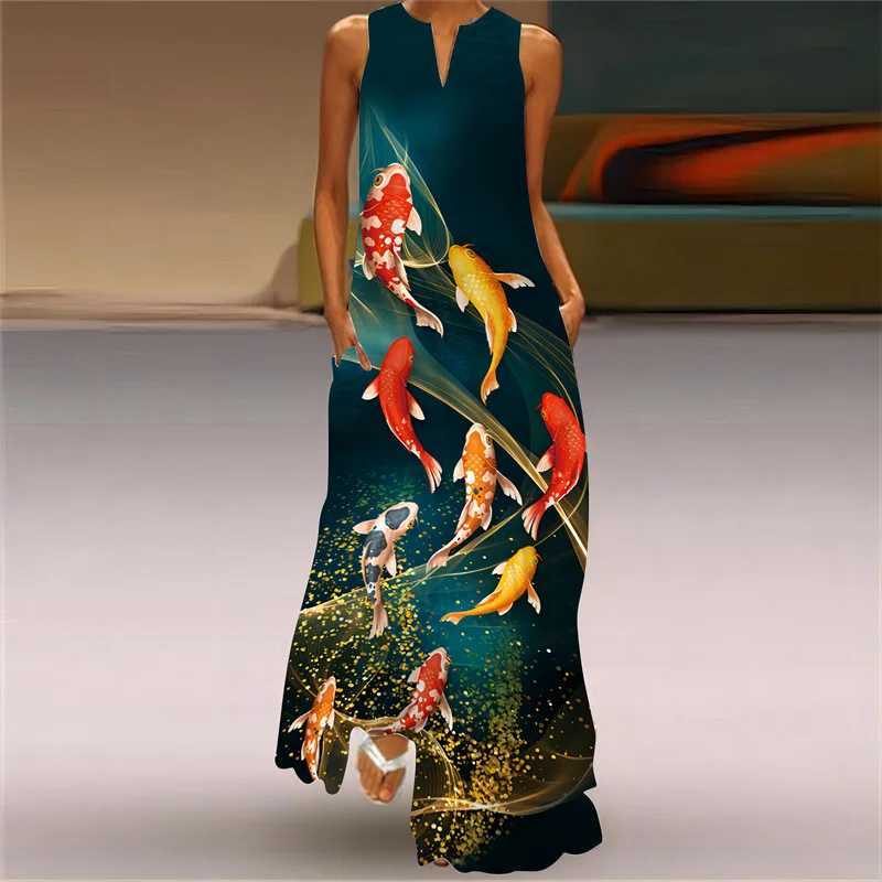 Women Dress Spring Summer Floral Printed Maxi Dresses Casual V-Neck Sveless Boho Beach Party Long Dress Flower Ladies RobeXJ2500207