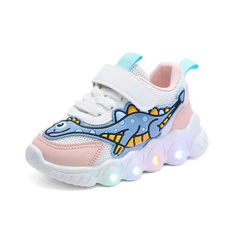 Zapatillas LED Kid Dinosaur Boy Casual Sneaker Boy Kid Shoe Girl Mesh Breathable Shoe Baby Illuminated Shoe Tennis ShoesXJ250207