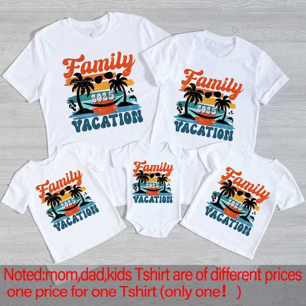 Family Vacation 2025 Matching Clothers Adult Kids T-shirt Tops Baby Romper Travel Family Look Outfit Summer Short Sleeve Shirt W250207