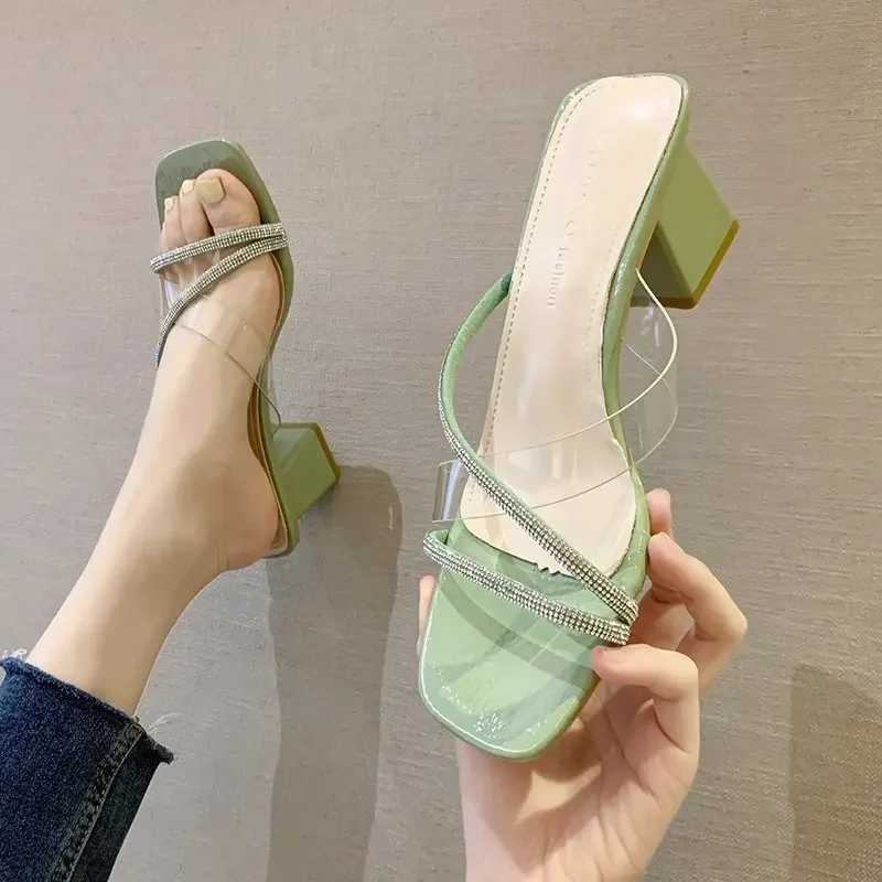 Pointed Thin Heel Slip Shoes for Women Slippers High Heel Pumps New Summer Beach Ladies Slides Flip Flops Female Dress ShoesXJ250207