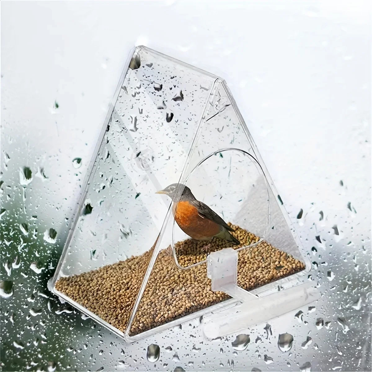Window Bird Feeder Ultra-Strong Suction Cup and Weather-Resistant for Garden Yard Patio Triangle Acrylic Bird Feeder 250121