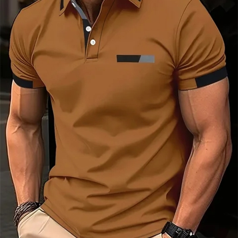 Mens Short Sleeve Polo Shirt Summer Casual Lapel Sports men polos Gift For Men EUROPEAN Measurement 250206