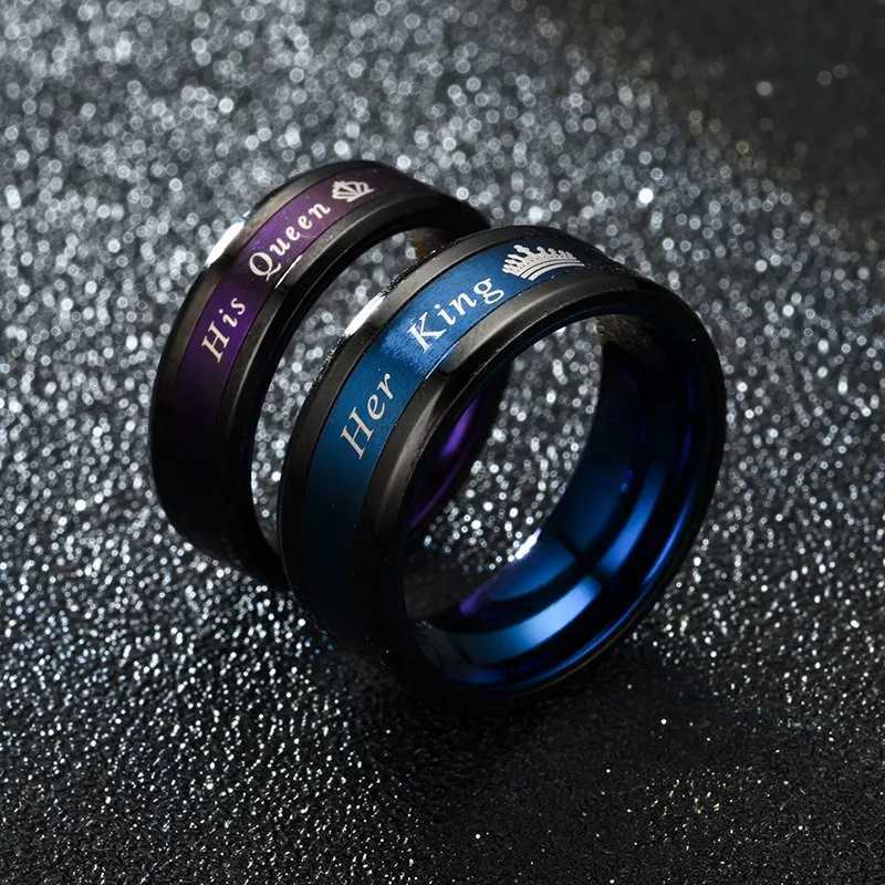 New couple for womens ring queen stainless steel ring romantic wedding band ring jewelry gift W250207