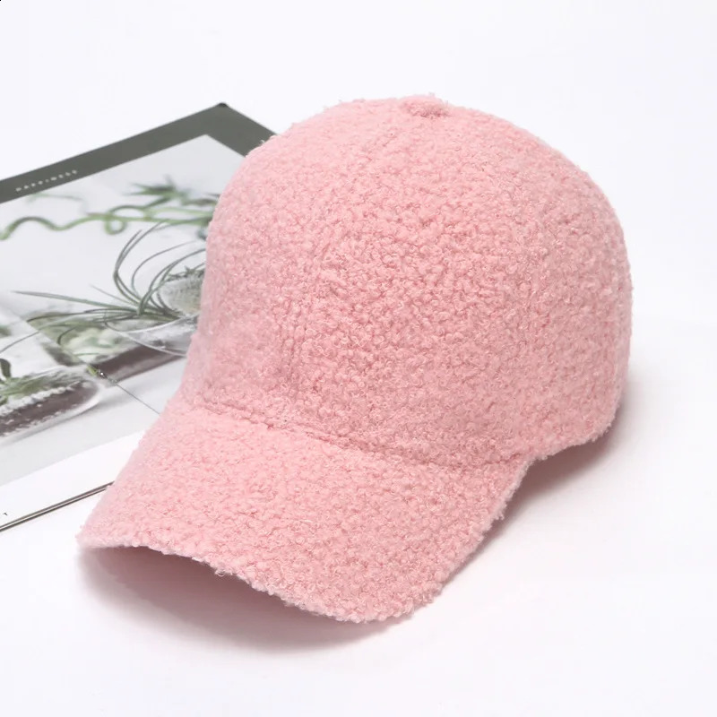 COKK Winter Cap Women Plush Baseball Cap Solid Color Korean Women Hat Warm Casual Outdoor caps Casquette Bone Male 250206