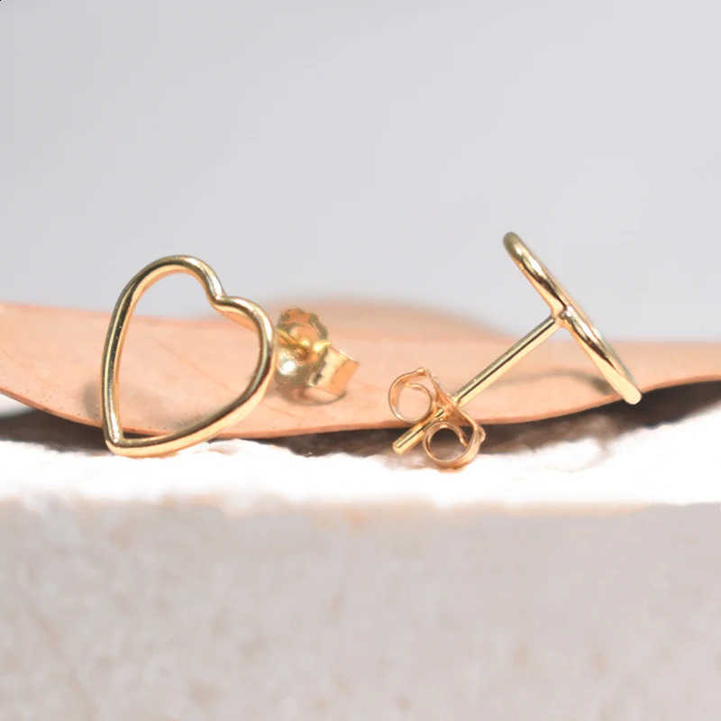 14K Gold Filled 10mm Heart Earrings Minimalism Jewelry Gold Filled Stud Earrings Brincos Pendientes Oorbellen Boho Women Earring 250207