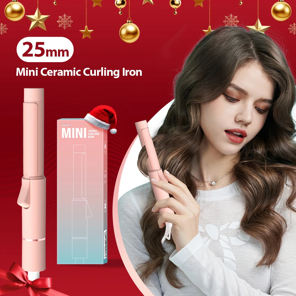 NOVUS 25MM Portable Travel Electric Mini Hair Curler Curling Iron Fast Heating Tourmaline Ceramic Wavy Tong Hair Styling Tool 250206