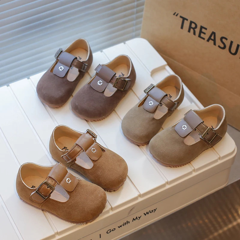 Kids Shoes Spring Autumn Childrens Causal Simple Style Flats Shoes Versatile Non-slip Boys Girls Leather Shoe 250206
