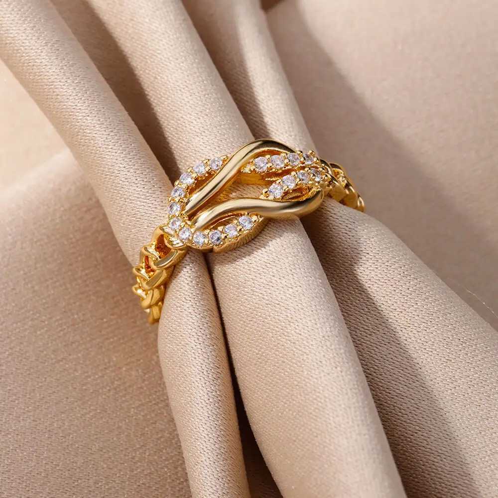 Infinity Rings for Women Girls Luxury Zircon Stainless Steel Ring 2023 Trend Couple Wedding Aesthetic Jewelry rings women W250207