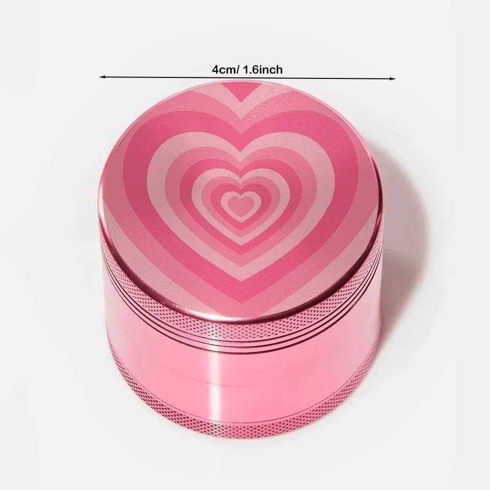 Pink Heart Aluminum Herb Grinder Four Piece Grinder Girly Smoking Accessories for Tobacco-40mmXJ250207