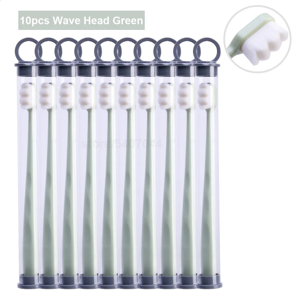 Ultra-thin Toothbrushes Wave Nano Million Bristles Micro Soft Tooth Brush With Holder Portable Oral Care Eco Product Kit 10pcs 250206