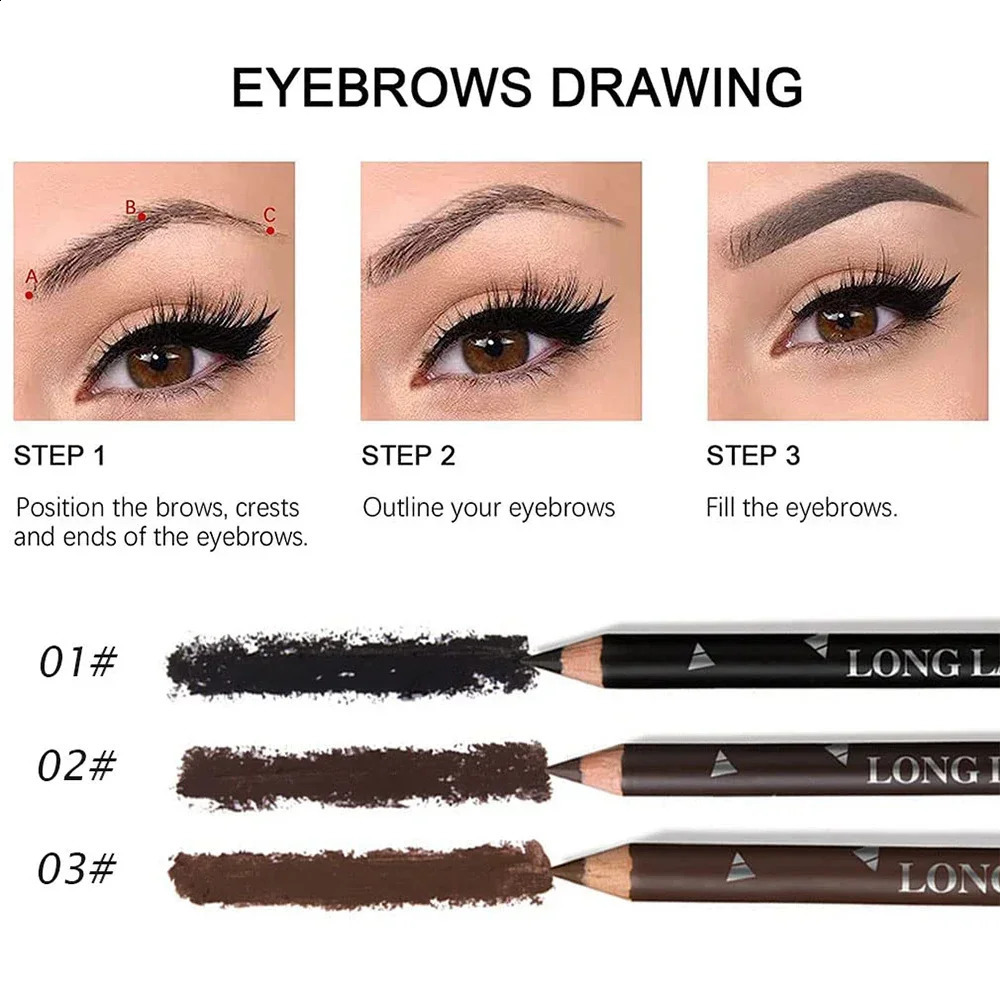 6pcs Eyebrow Eyeliner Pencils Makeup Pen Black Waterproof Eye Brow Pencil Longlasting Nice Color Gel Tools 250108