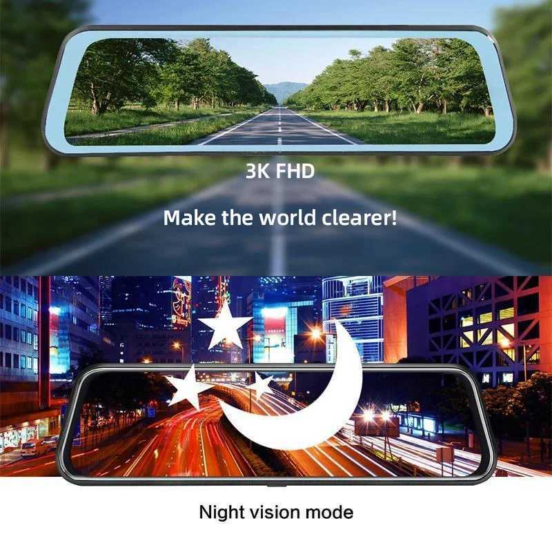 Car dvr DVR Mirror for Car 10Dash Cam Recorder Front Rear Dual Night Vision Camera Black Box GPS WIFI 24H Parking Monitor R250529