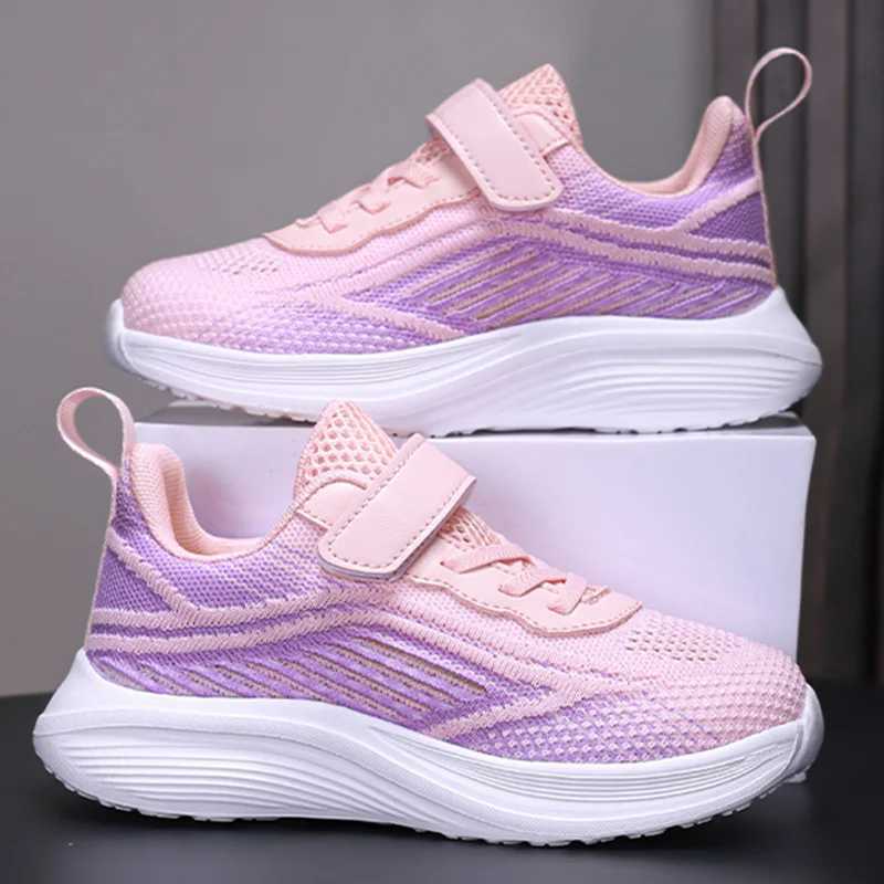 Childrens Sports Shoes Girl Breathable Fashionable Soft Sold Running Shoes Mesh Rebounding Casual New Walking Shoes for Kids W250207