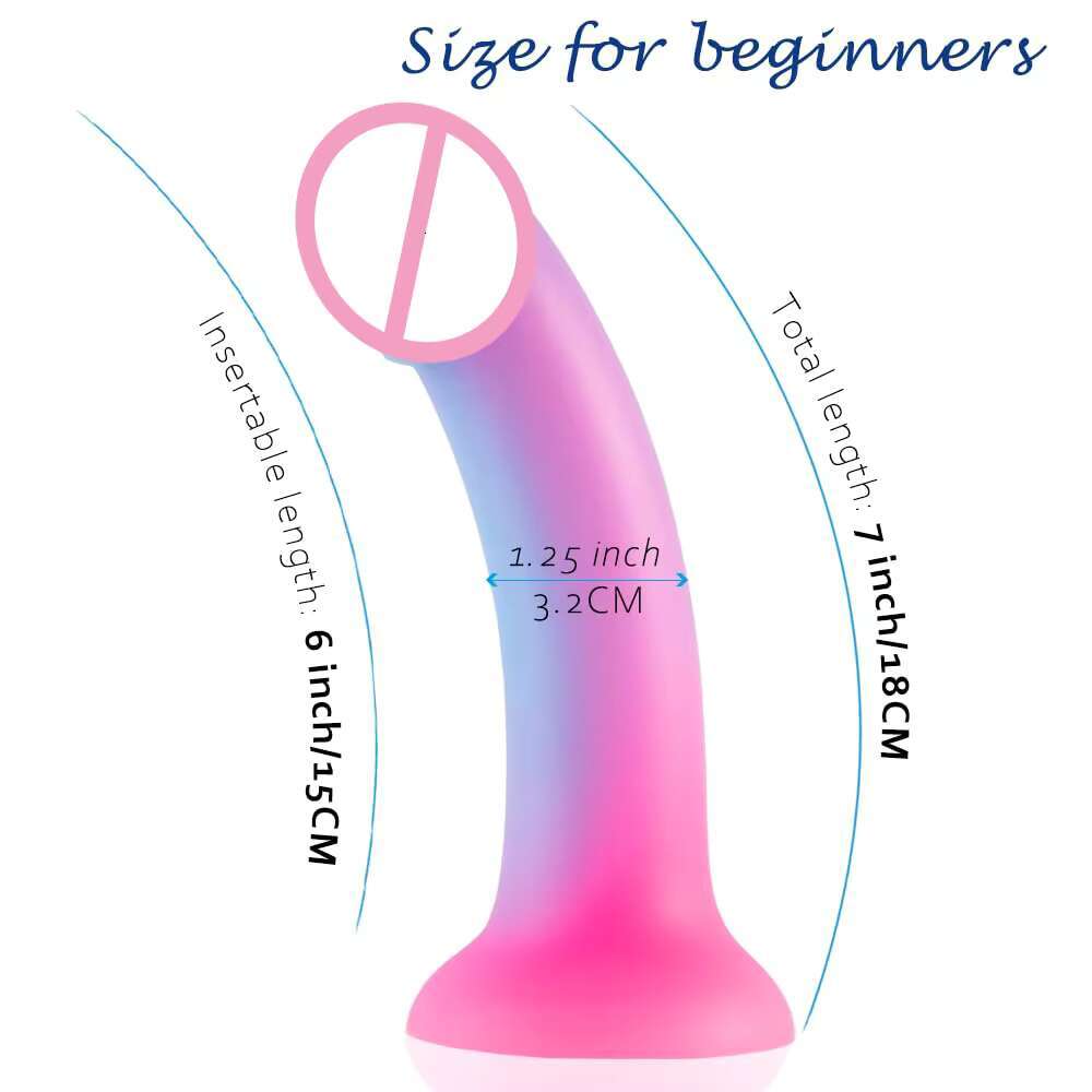 Silicone Realistic Dildo Colorful Glowing Vaginal Anal Adult Sex Toy for G-spot and Prostate Orgasm