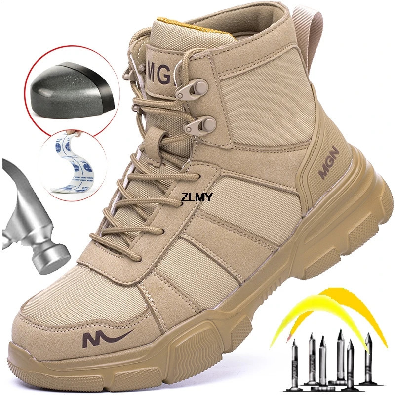 High Top Men Steel Toe Shoes Puncture Proof Protective Work Safety Boots Man Women Lightweight Industrial Work Shoes Plus Size 250120