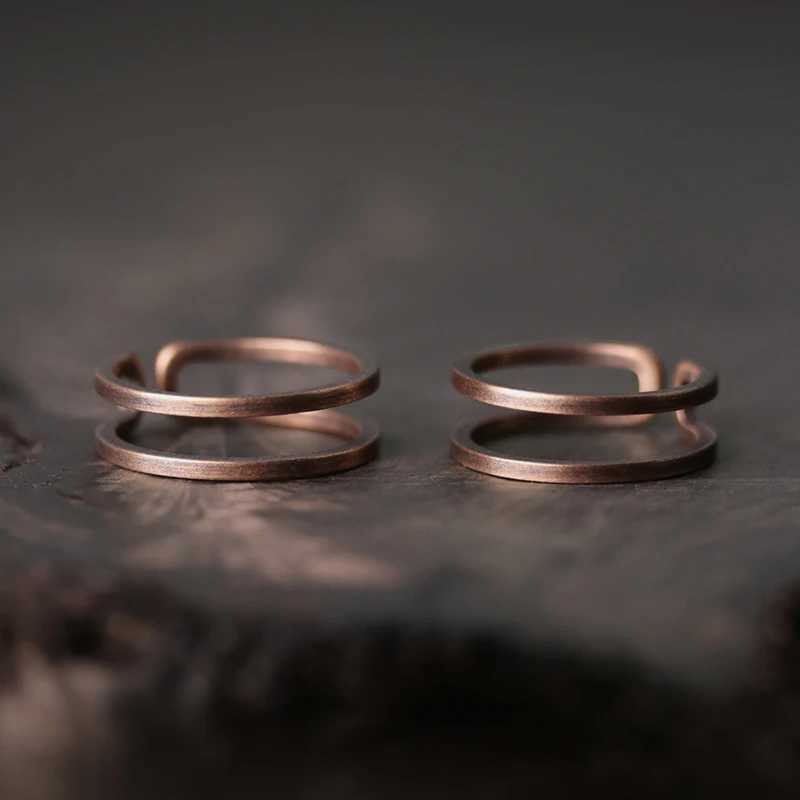 Hand Crafted Solid Copper Ring Special Design Process Black Size Adjustable Retro Punk Street for Couple Lover Accessories W250207