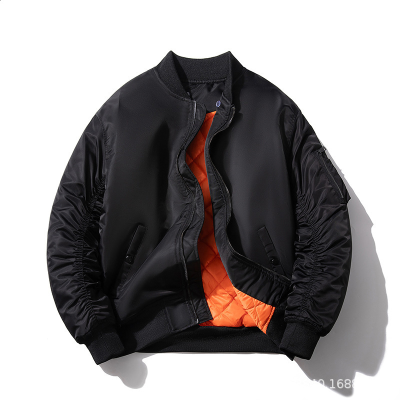 Bomber Orange Pilot Jacket Cotton Mens AutumnWinter Short Hardman American Baseball 250207
