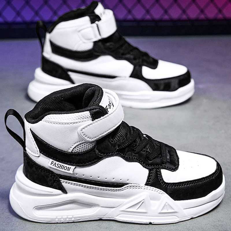 Childrens running shoes outdoor leather surface fashionable tennis shoes casual high top childrens comfortable board shoes W250207