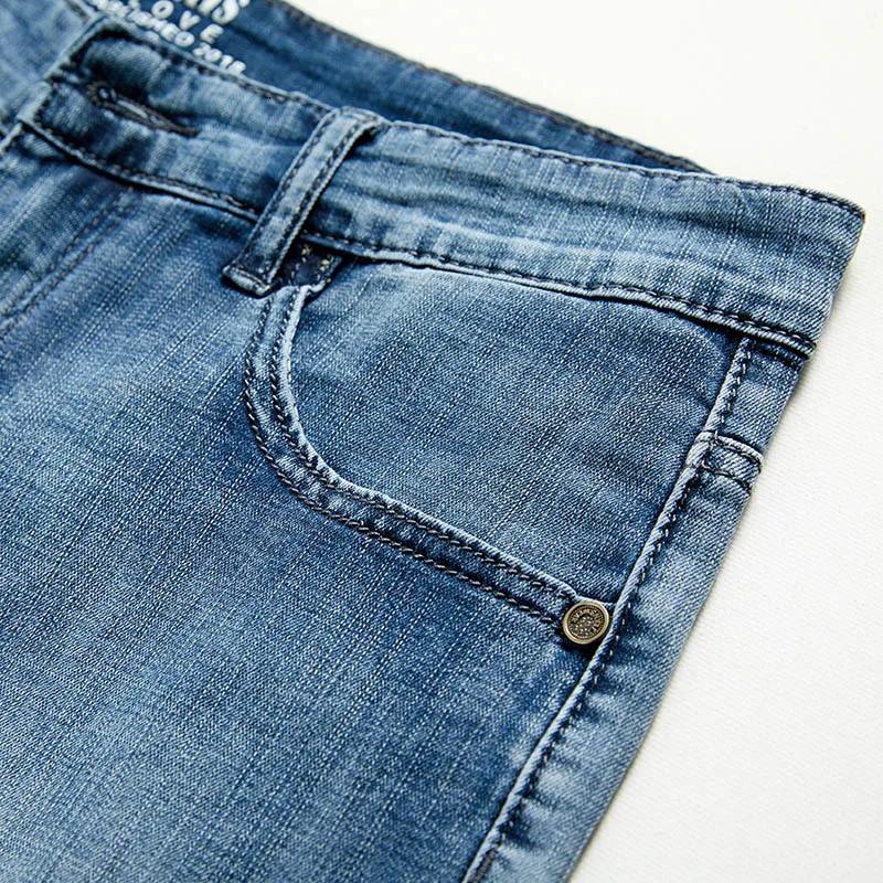 Korean Version Man Blue Shorts Classic Mens Denim Knee Pants Straight Sports Casual Short Plus Size 2840 250207
