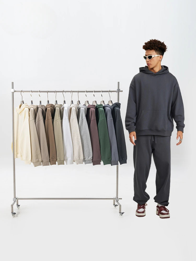 2024 Heavy Terry Sweater American Trendy Solid Color Mens Suit Hoodie Spring and Autumn 250207