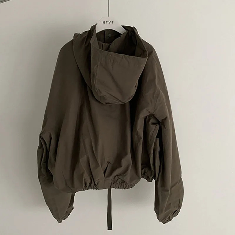 IEFB Style Hooded Jacket Spring Loose Trend Cargo Jackets Zipper Solid Color Fashion Casual Mens Clothing 9A7586 250206