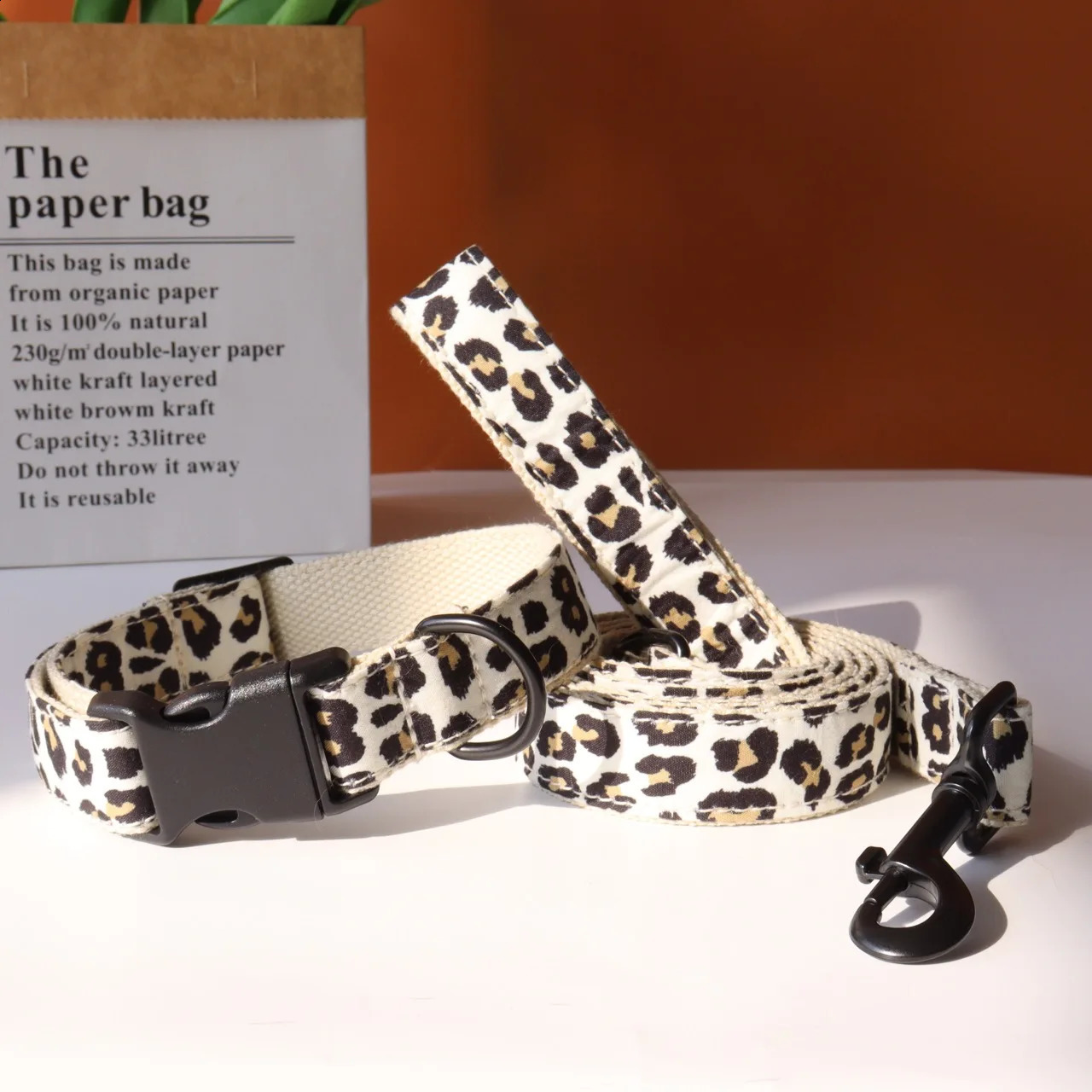 Personalized Leopard Green Field Pet Collar Camouflage Nylon Printed Dog Collar Free Engraved ID Leash Set Adjustable for Dogs 250121