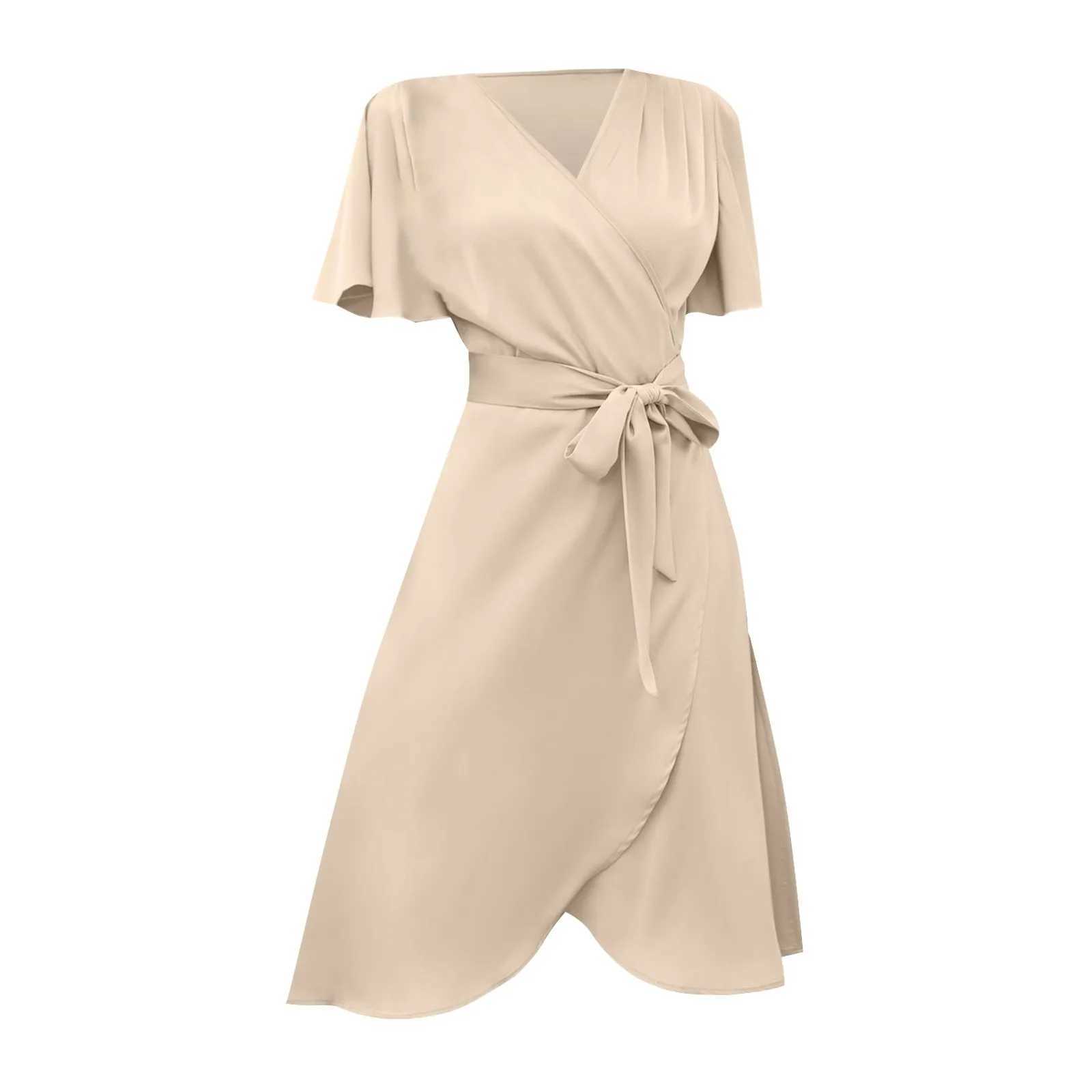 Spaghetti Ele Ladies Dresses Summer Sale Satin V Neck Slim Waist Dress Bell Sve Summer Dresses For Women Plus SizeXJ2500207