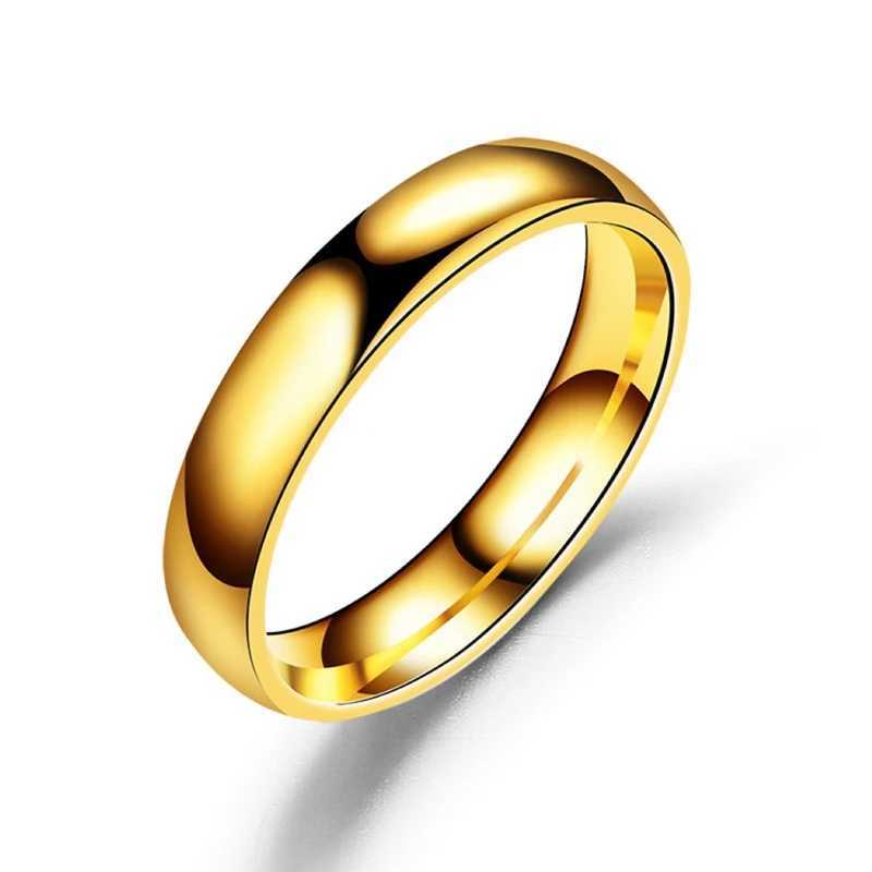 Fashion Simple Gold Plated Glossy Ring for Women Men Classic Couple Banquet Exquisite Wedding Party Jewelry W250207