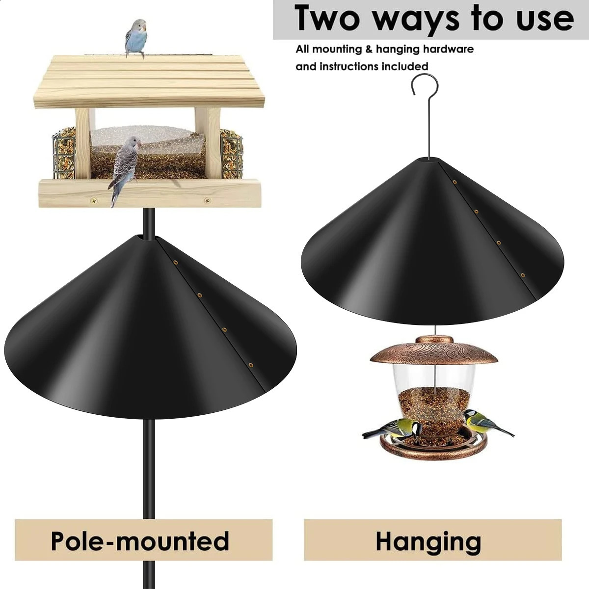 19 Inch Squirrel Baffle for Bird Feeder Pole Outside Pole Mount Stopper Bird House Guard for Outdoor Shepherd's Hook 250121