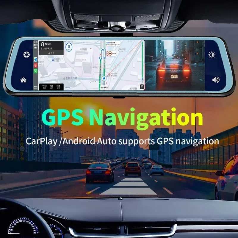 Car dvr 4K Front and Rear Camera 1080P Wireless Carplay Android Auto 10Inch Mirror Dash Cam for Car dvr Video recorder Car Assecories R250529
