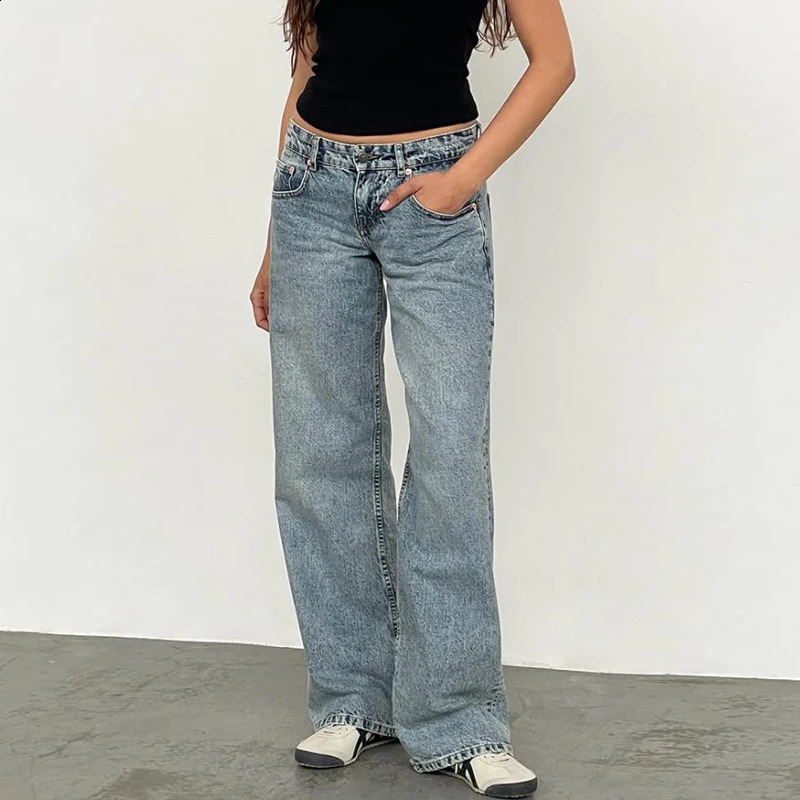 Women Y2K Wide Leg Denim Pants Baggy Low Waist friend Jeans Casual Vintage Loose Fit Jeans Trousers Cyber Grunge Streetwear 250206