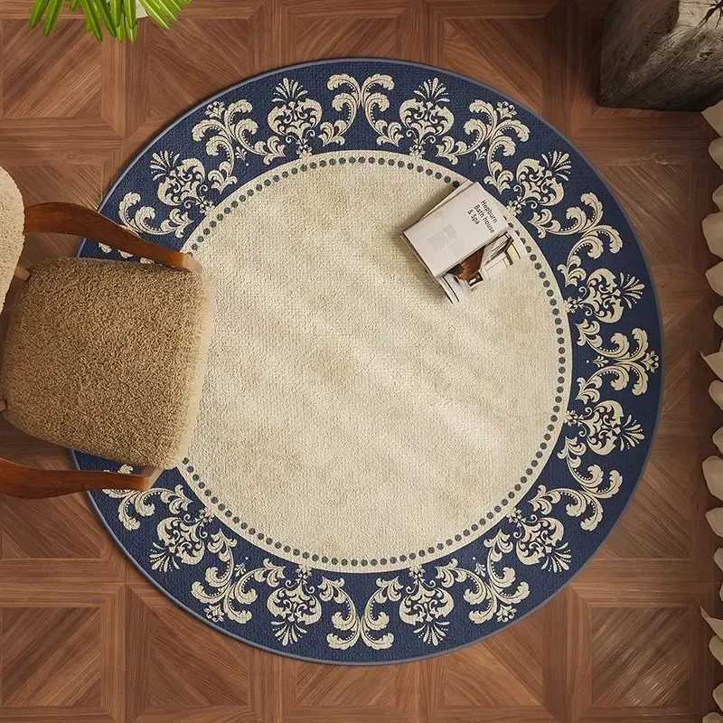 1PC Round Modern Carpet Large Area Decorative Sofa Coffee Table Rug Thick Washable Computer Chair Floor Mat Alfombra RedondeadaC250207