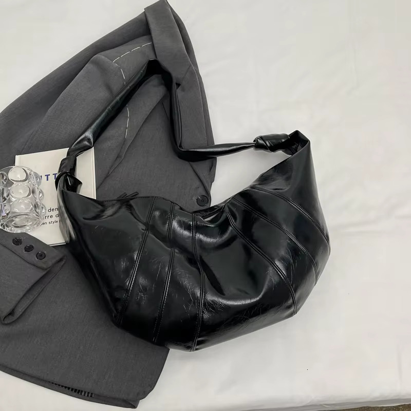 MOODS Crescent Shoulder Bags For Women 2024 Winter New Crossbody Soft PU Leather Large Capacity Shopper Tote Hobo Bag Female PU Casual