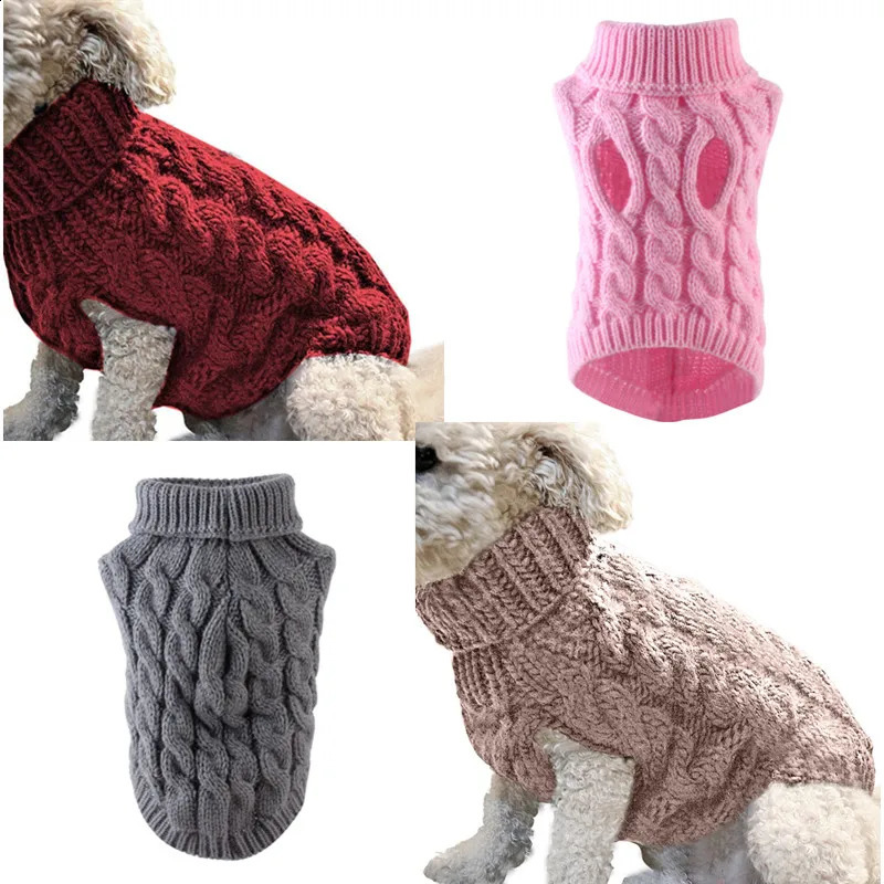 Dog Sweater Coat Pet Winter Jumper Cat Vest Warm Soft Knitting Wool Turtleneck Crochet Clothes for Small Medium Chihuahua Outfit 250206