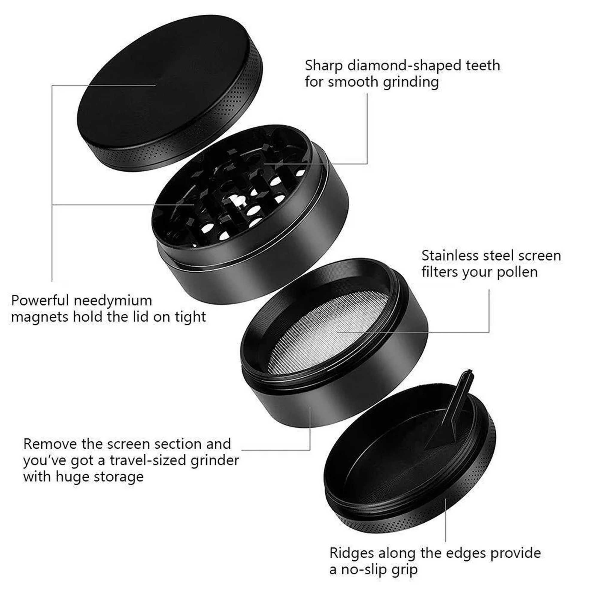 6m Herb Grinder 4 Layers Mill Zinc Alloy Smoke Tobacco Cer Dry Herbal Sp Cigarette Smoking Accessories Grinders Grass Y250207
