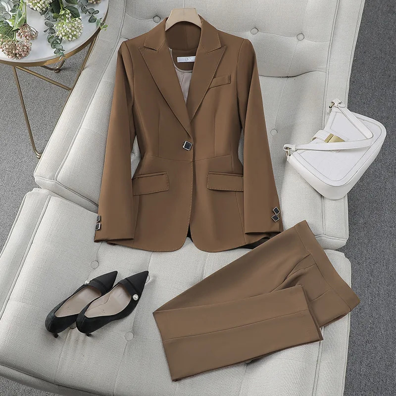 High-end Business Suit Set Small Blazer for WomenSpring and Autumn Slim Fit Simple Professional Suit Formal Wear 250206