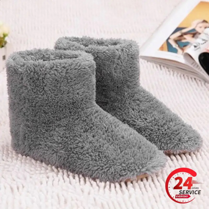 Winter USB Heater Foot Shoes Plush Warm Electric Slippers Feet Heated Washable Electric Shoes Warming Pad Heating Insoles 250120