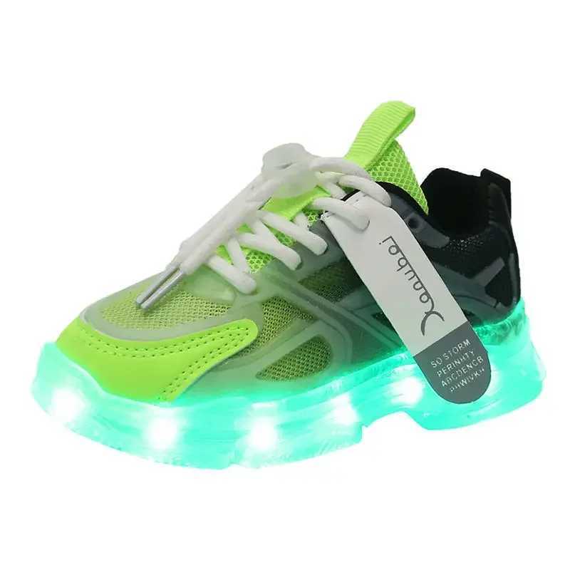 USB charge Kids Sneakers Light Up Casual Running Shoes Boys Girls Walking Sports Shoes LED Flashing Breathable Luminous Shoes W250207