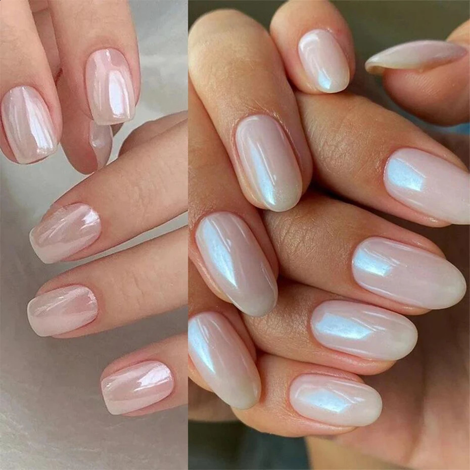 Moonlight Pearl White Nails Glitter Dust Chrome Aurora Rubbing on Powder Shell Mirror Pigment Nail Art Supplies Decoration 250115