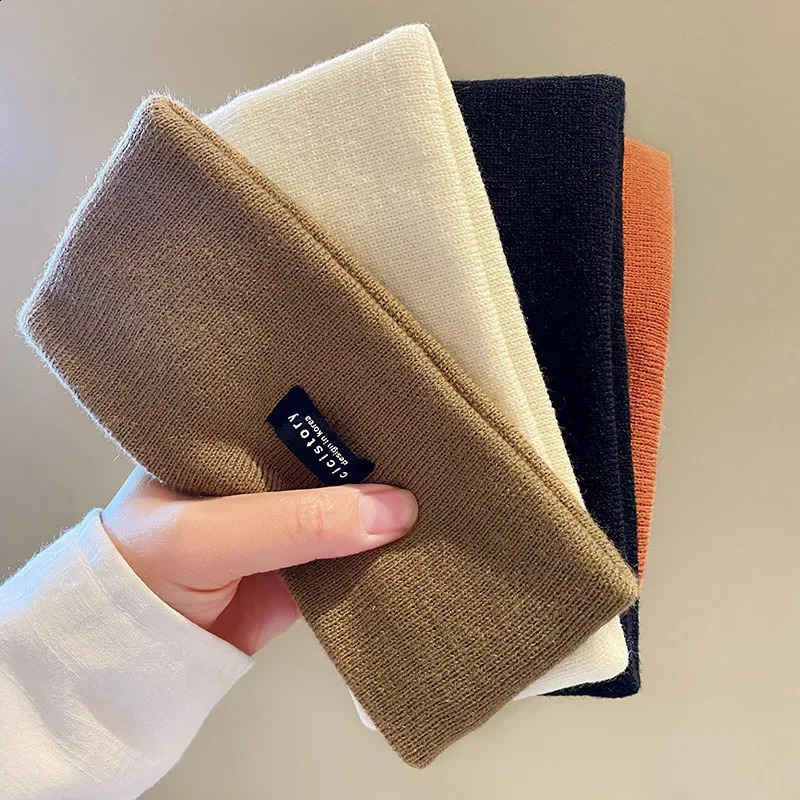 Women Winter Wide Headband Solid Color Knitted Warm Headwrap Girls Punk Elastic Headwear Sports Hair Bands Accessories 250207