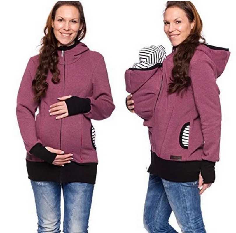 Hooded Baby Carrier Jacket Hoodies Maternity Clothes Autumn Winter Daddy Mom Kangaroo Carry Baby Warm Thick Sweatshirt Outwear W250207