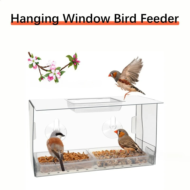 Acrylic Suction Cup Bird Feeder Wild Pigeons Hummingbirds Foldable Bird Cages Nests Hanging Window Feeder Pet Supplies 250121