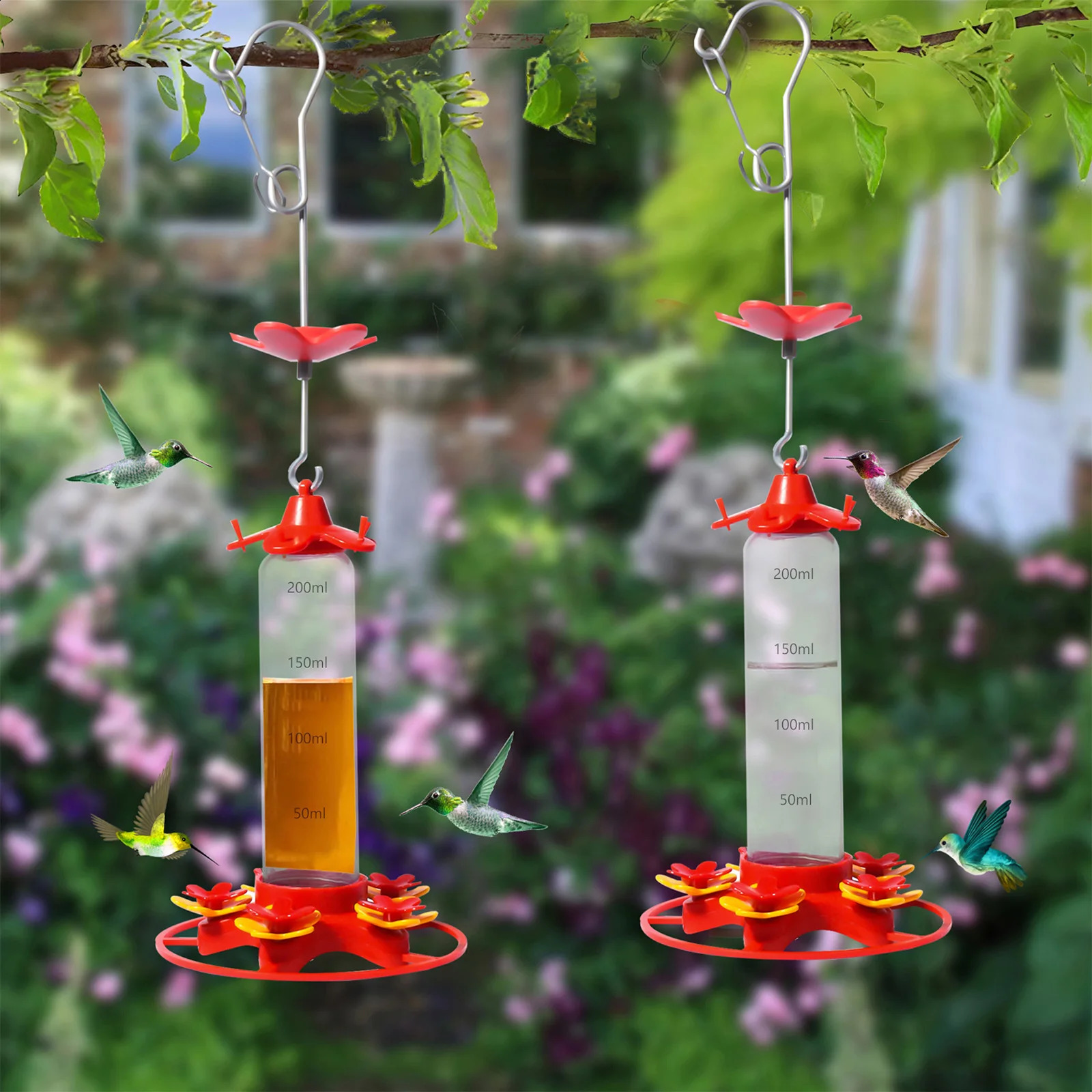 Garden Hummingbird Drinker Hanging Outdoor Bird Feeder Drinker Anti-ants Leakproof Easy To Clean Outdoor Garden Decoration 250207