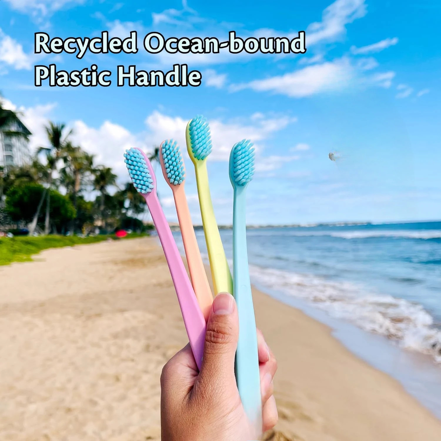 Super soft manual toothbrush dentist ned gentle on gums made of recycled plastic pink 250206