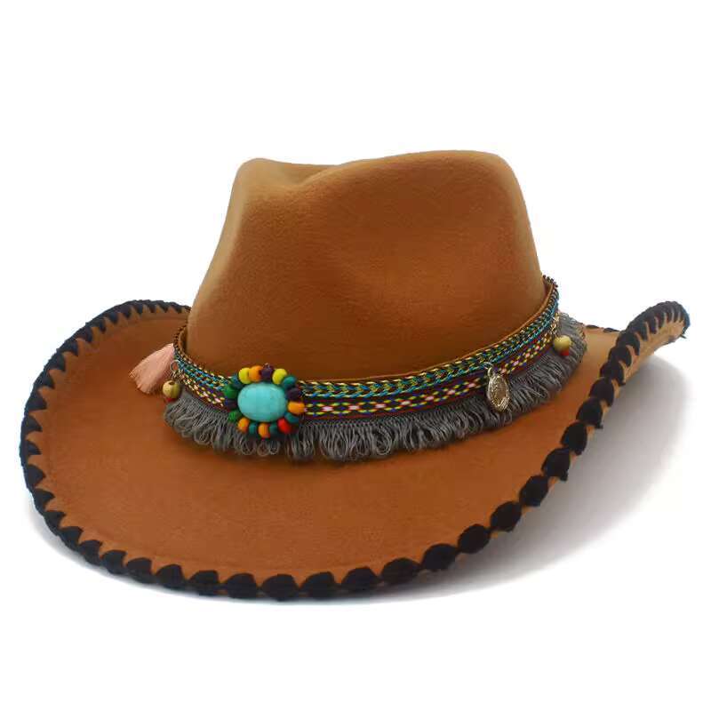 White Snowland Accessories Ethnic Style Tibetan Men and Women Performance Woolen Hat Guozhuang Dance Four Seasons