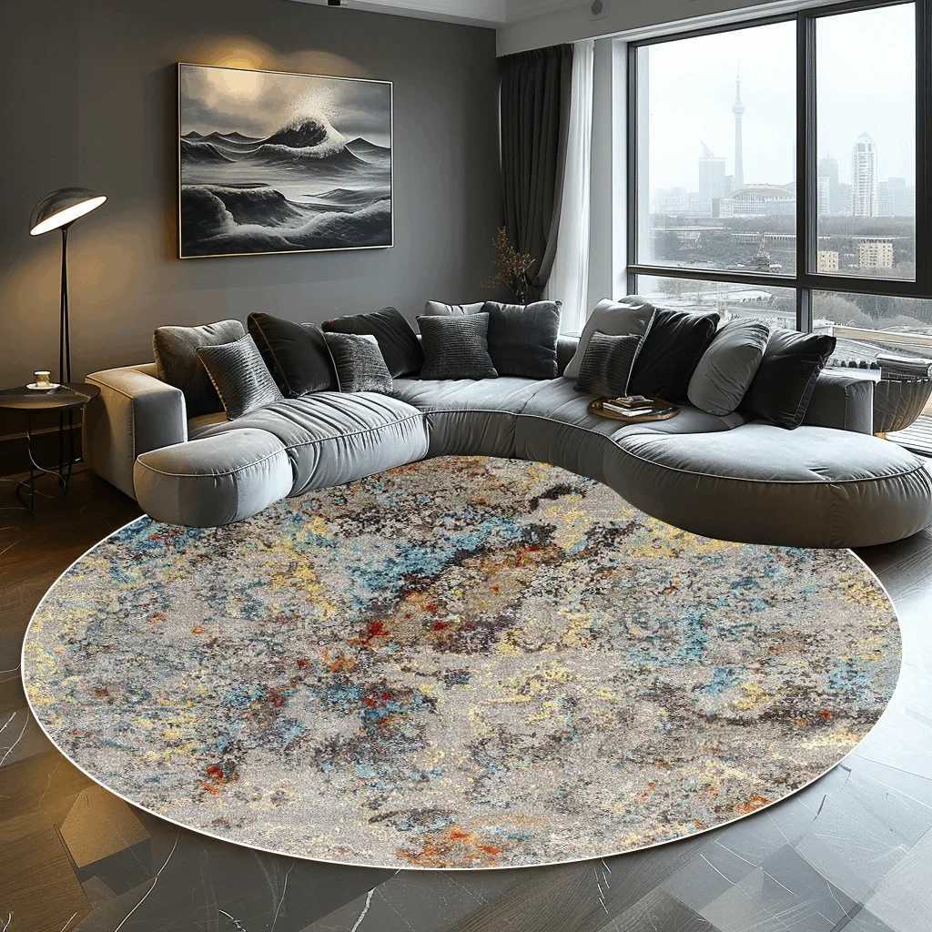 Abstract Round Carpet Living Room Decoration Home Modern Bedroom Decor Carpet Balcony Washroom Floor Mat Washable Pet Rugs Z250207