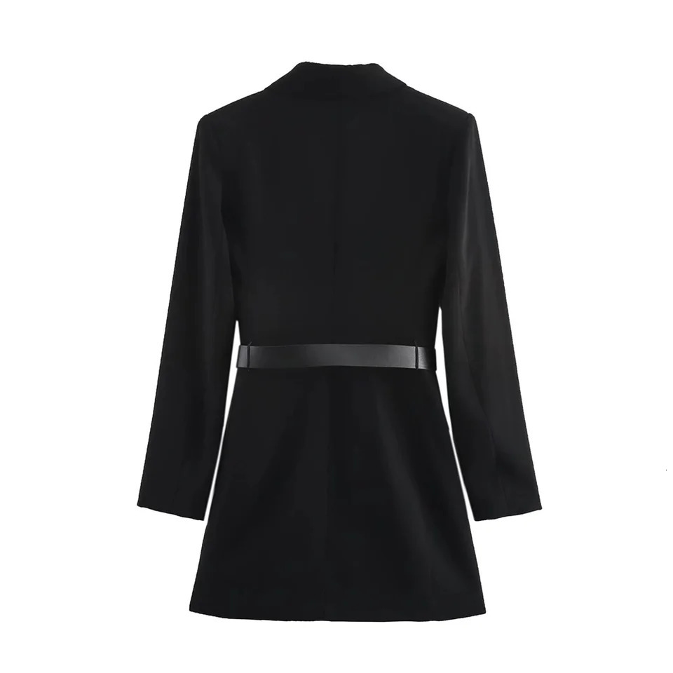 2025 RZRA Spring Womens Casual Loose Belt Decorative Short Clothes with Collar and Long Sleeve Dress 250206